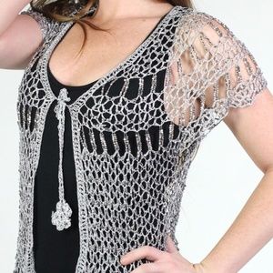 Silver with Silver Beads Evening Cardigan